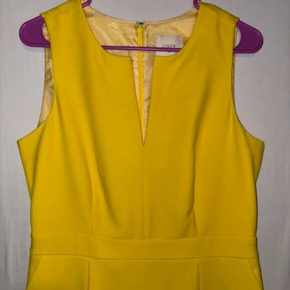 J. Crew Split Neck Suiting Dress Chartreuse 8 - Picture 6 of 7